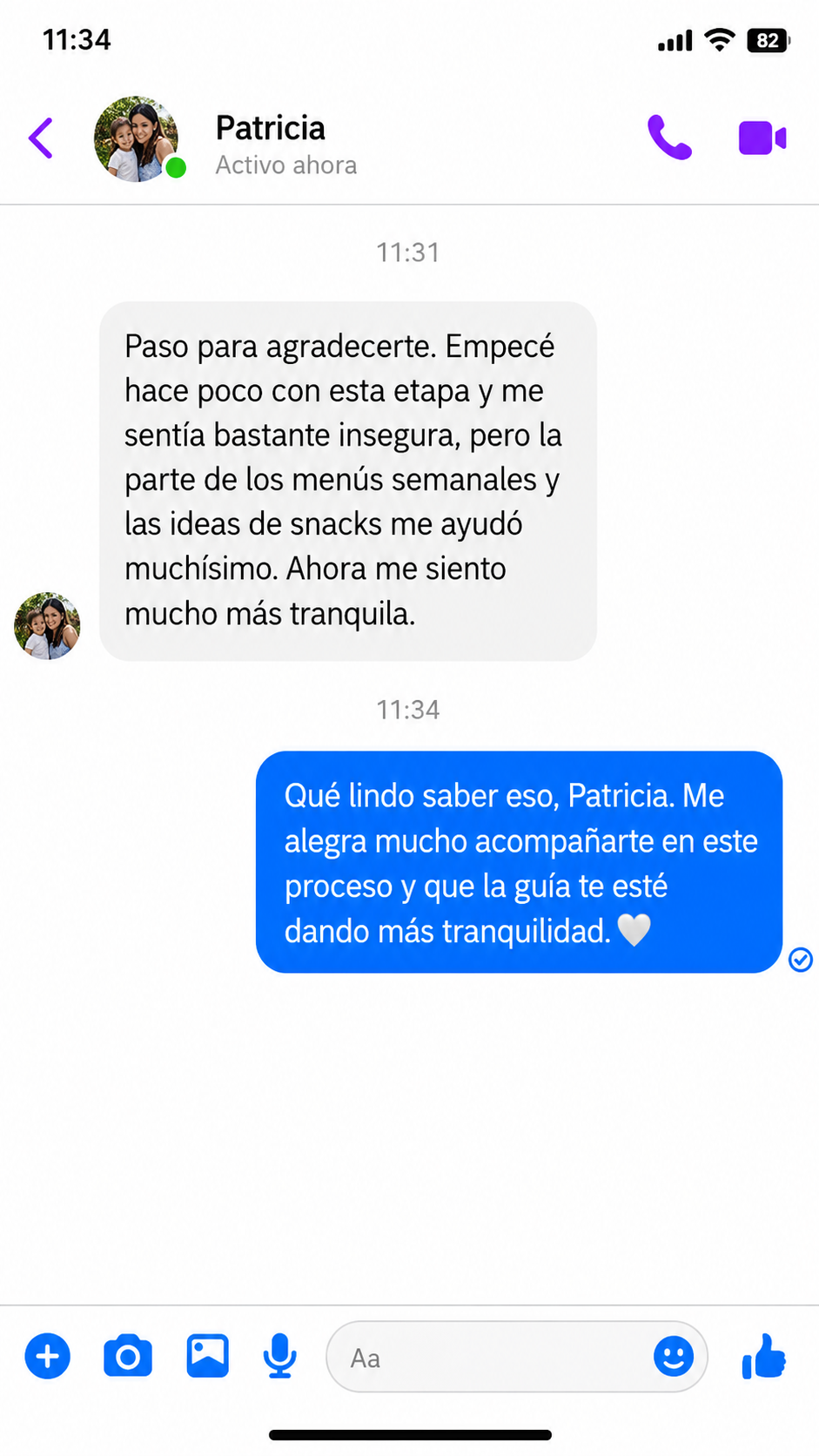 Mensaje de mamá agradeciendo por el Mapa